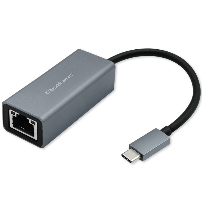 Qoltec Adapter sieciowy przejściówka USB-C 3.1 | RJ45 | Ethernet | 1000Mb/s | Aluminiowy widok 2