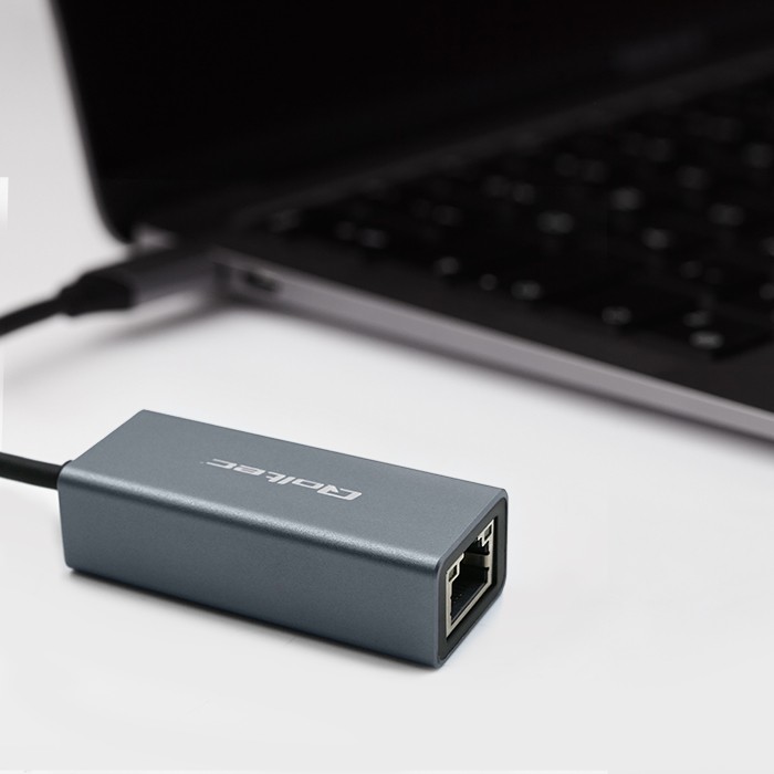 Qoltec Adapter sieciowy przejściówka USB-C 3.1 | RJ45 | Ethernet | 1000Mb/s | Aluminiowy widok 5