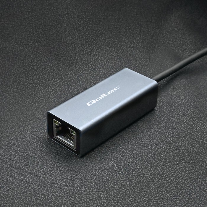 Qoltec Adapter sieciowy przejściówka USB-C 3.1 | RJ45 | Ethernet | 1000Mb/s | Aluminiowy widok 6