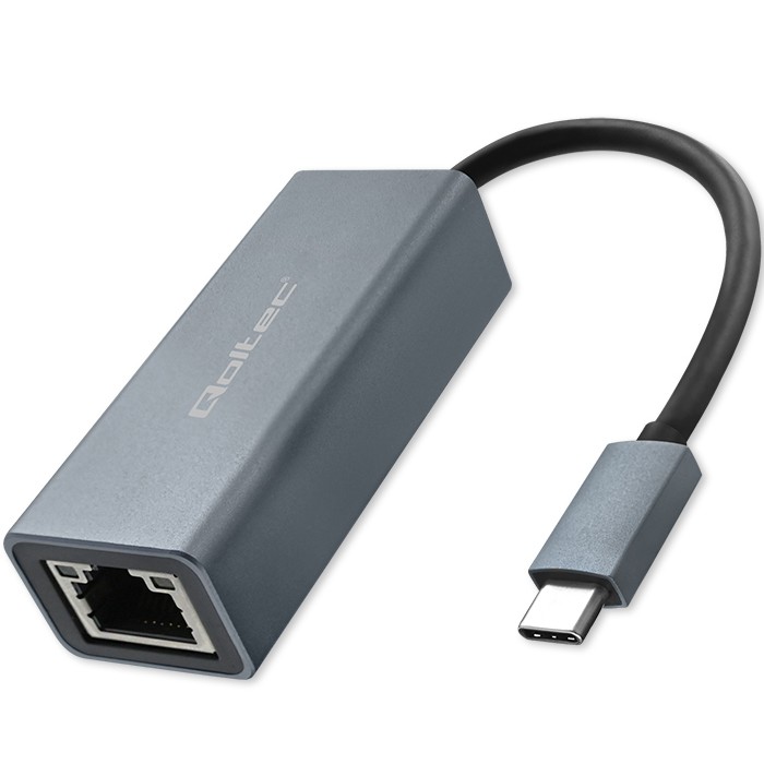 Qoltec Adapter sieciowy przejściówka USB-C 3.1 | RJ45 | Ethernet | 1000Mb/s | Aluminiowy widok 9