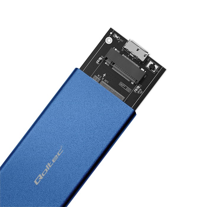 Qoltec Aluminiowa Obudowa | Kieszeń na dysk M.2 SSD | SATA | NGFF | USB 3.0 | Super speed 5Gb/s | 2TB | Niebieski widok 9