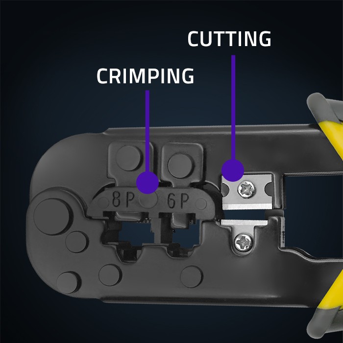 Qoltec Modułowa zaciskarka do cięcia i zaciskania kabli Ethernet 8P 6P  widok 4