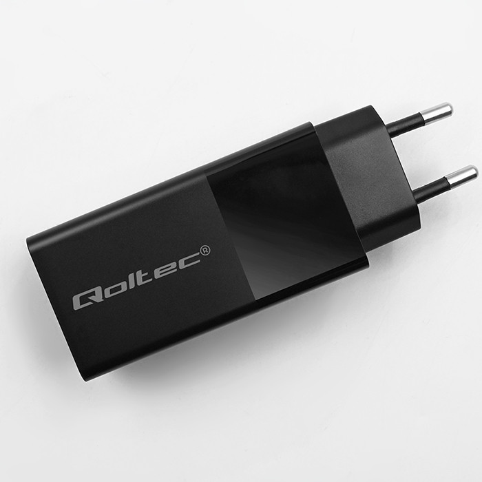 Qoltec Ładowarka GaN POWER PRO | 1xUSB-C | 1xUSB | 100W | 5-20V | 1.5-5A | PD | Laptop | Smartfon | Czarna widok 7